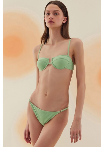 Bonesta Swimwear Acacia Pistachio Green Terry Kaplı Balenli Bikini Takımı