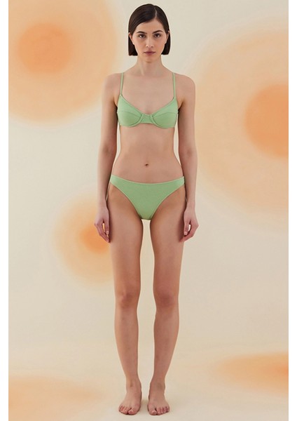 Creosote Pistachio Green Terry Balenli Bikini Takımı