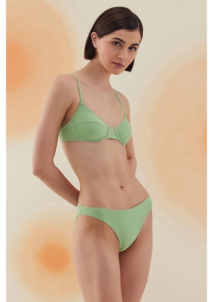 Creosote Pistachio Green Terry Balenli Bikini Takımı