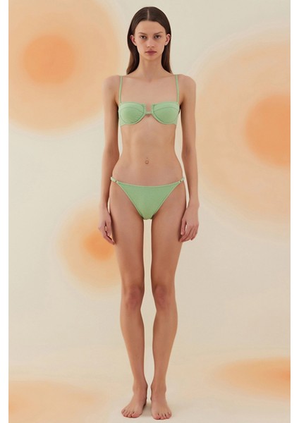 Acacia Pistachio Green Terry Kaplı Balenli Bikini Takımı
