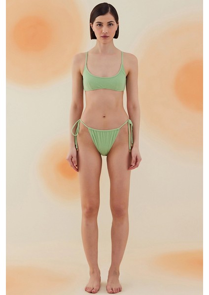 Blaze Pistachio Green Terry Kare Yaka Askılı Bikini Takımı