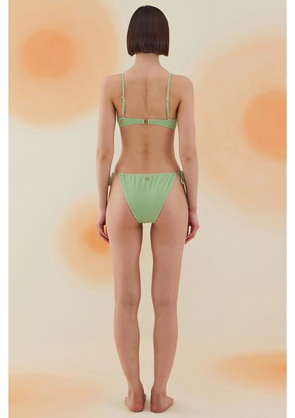 Blaze Pistachio Green Terry Kare Yaka Askılı Bikini Takımı