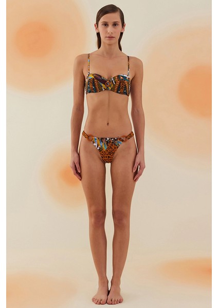 Dipinto Aztec Ethnic Pattern Aksesuarlı Balenli Kaplı Bikini Takımı