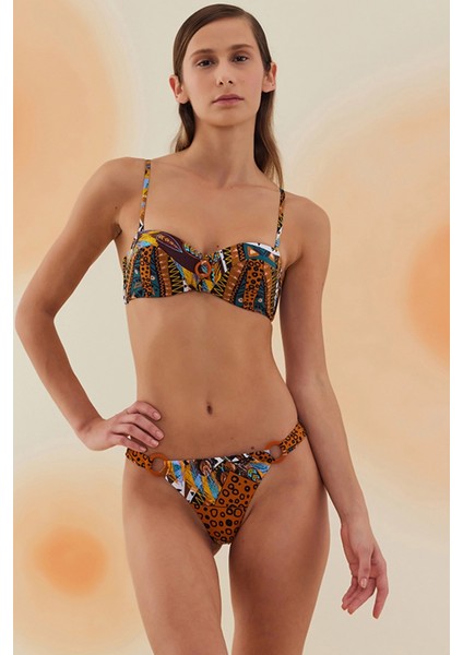 Dipinto Aztec Ethnic Pattern Aksesuarlı Balenli Kaplı Bikini Takımı