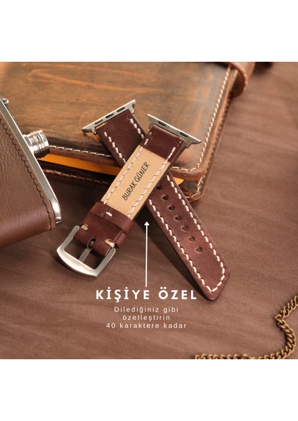 Apple Watch 38MM 40MM 41MM Uyumlu Hakiki Deri Kordon Seri 3 4 5 6 7 Se 8 9 Hakiki Deri Kayış Kahverengi modelleri