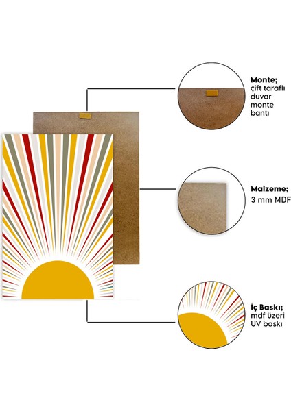 Alfa Grafik Bohem Tarz Dekoratif MDF Tablo