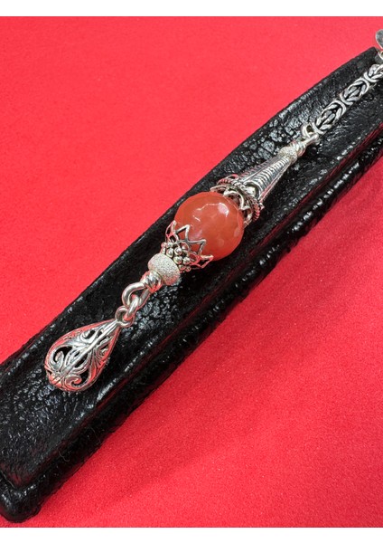 Pembe Kuvars Taşlı 925 Ayar El Yapımı Gümüş Anahtarlık fiyatları