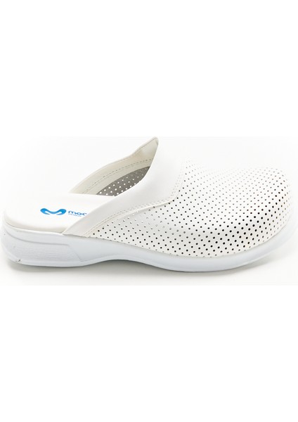 Beyaz Unisex Ortopedik Taban Hakiki Deri Sabo Terlik