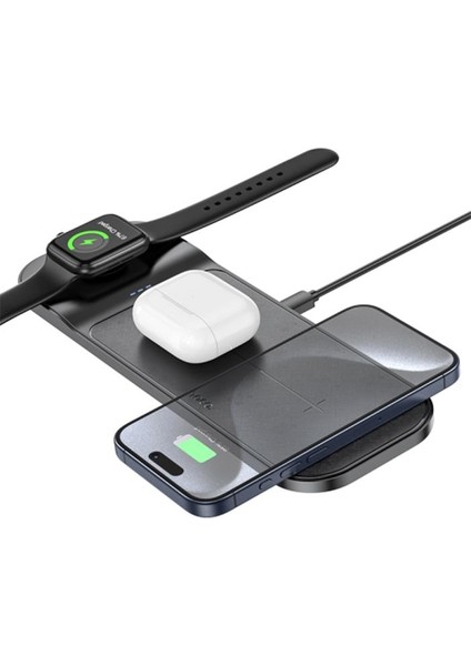 Hc 3in1 15W Ultra Hızlı Kablosuz Şarj Aleti,telefon, Kulaklık, Apple Watch Şarj Standı