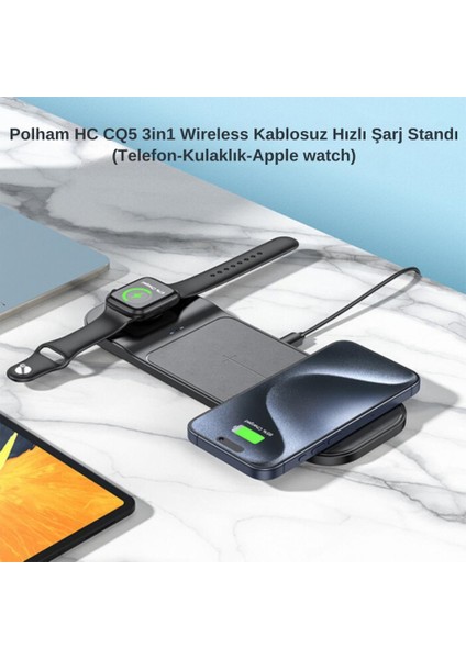 Hc 3in1 15W Ultra Hızlı Kablosuz Şarj Aleti,telefon, Kulaklık, Apple Watch Şarj Standı fiyatları