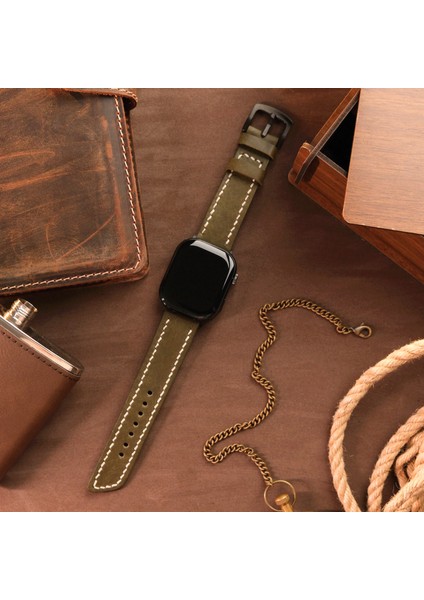Apple Watch Deri Kordon 38MM 40MM 41MM Uyumlu Seri 3 4 5 6 7 Se 8 9 Yeşil Deri Kayış Apple Watch Kordon fiyatları