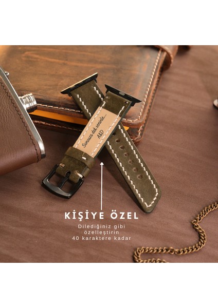 Apple Watch Deri Kordon 38MM 40MM 41MM Uyumlu Seri 3 4 5 6 7 Se 8 9 Yeşil Deri Kayış Apple Watch Kordon modelleri