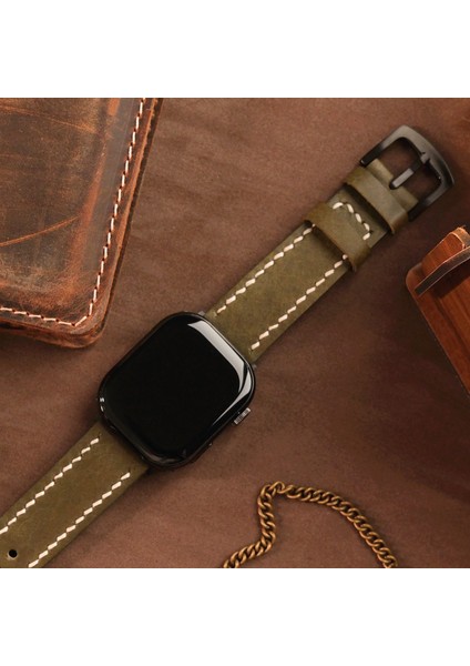 Apple Watch Deri Kordon 38MM 40MM 41MM Uyumlu Seri 3 4 5 6 7 Se 8 9 Yeşil Deri Kayış Apple Watch Kordon