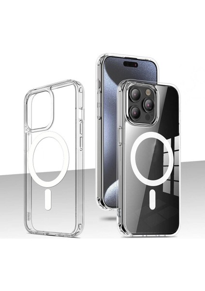 Apple iPhone 15 Pro Uyumlu Şeffaf Wireless Şarj Destekli Sert Silikon Tcs Kılıf