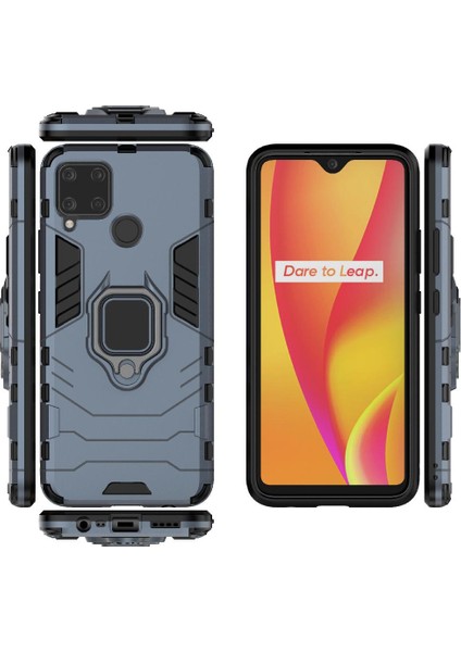 Realme C15 Darbeye Kapak Için Kılıf Kickstand Askeri Damla Koruma (Yurt Dışından)