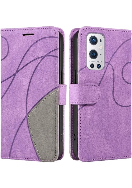 Kart Yuvası Standı Iki Renkli Dikiş Kickstand ile Oneplus 9 Pro Için Kılıf (Yurt Dışından)