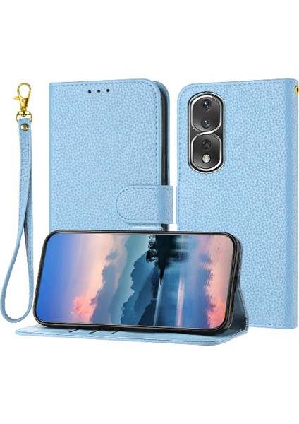 Onur 80 Pro Için Telefon Kılıfı Cüzdan Kart Yuvaları Tutucu Litchi Desen Pu (Yurt Dışından)