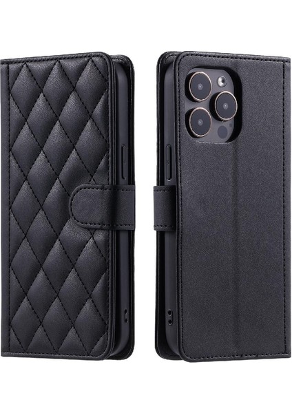 Telefon Kılıfı Için iphone 14 Pro Manyetik El Kayışı Kafes Flip Folio Kart (Yurt Dışından)