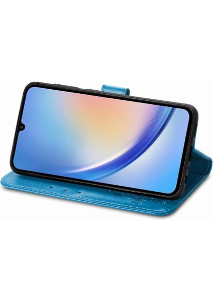 Samsung Galaxy A34 5g Zarif Iş Dört Yapraklı Yonca Flip Case (Yurt Dışından)