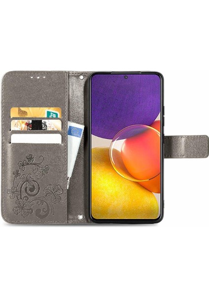 Mays Boutique Samsung Galaxy A82 5g Için Kılıf Deri Kılıf Kapak Kapak Kısa Kayış Dört (Yurt Dışından)