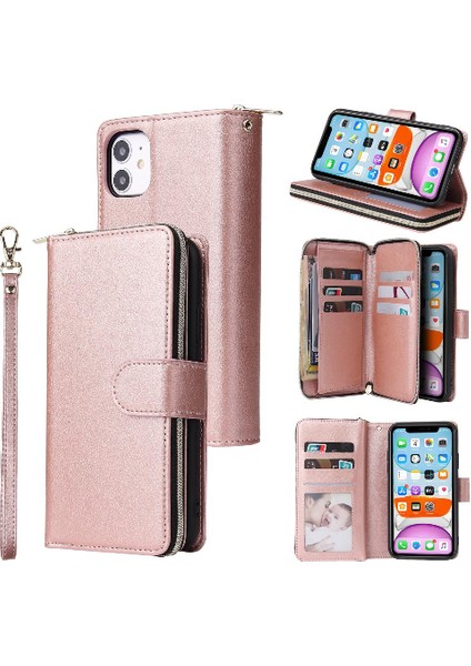 9 Kart Yuvaları Kart Tutucu Fermuar ile iphone 11 Pro Cüzdan Kılıf (Yurt Dışından)