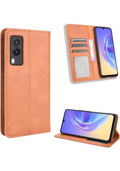 Vivo V21E 5g Manyetik Kapatma Pu Deri Cüzdan Için Kılıf (Yurt Dışından)