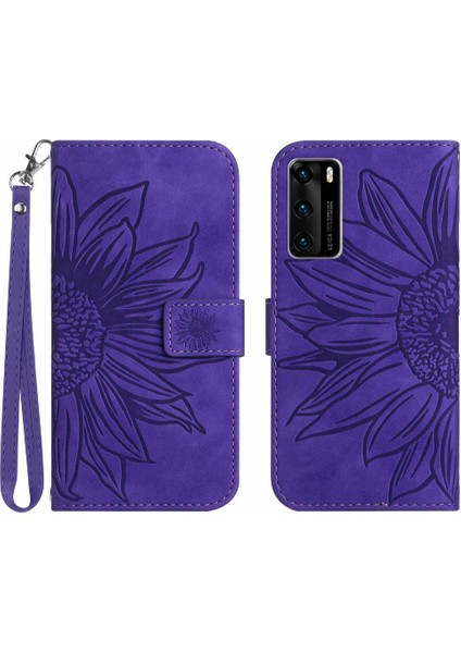 Mays Boutique Kart Yuvaları ile Huawei P40 Için Kılıf Tutucu Flip Cüzdan Telefon Kılıfı Kabartmalı (Yurt Dışından)