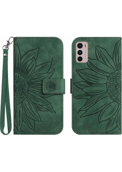 Motorola Moto G42 Kabartmalı Ayçiçeği Flip Cüzdan Telefon Kılıfı Pu (Yurt Dışından)