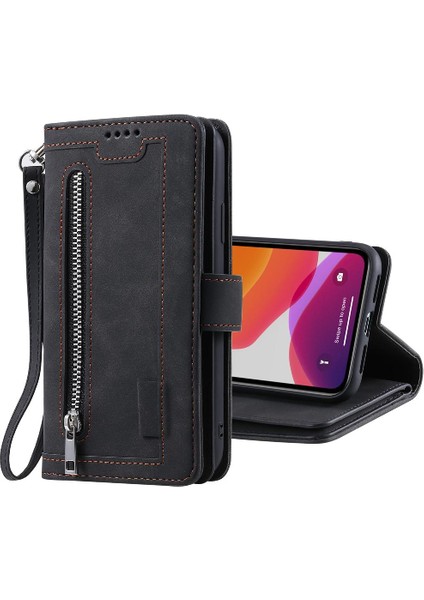 Iphone 12 Için Flip Case Pro Max 9 Kart Yuvaları Kordon Kickstand Pu Deri (Yurt Dışından)