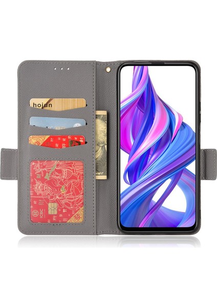 Mays Boutique Huawei Y9S Yan Toka Pu Deri Cüzdan Manyetik Kart Yuvaları Için Kılıf (Yurt Dışından)