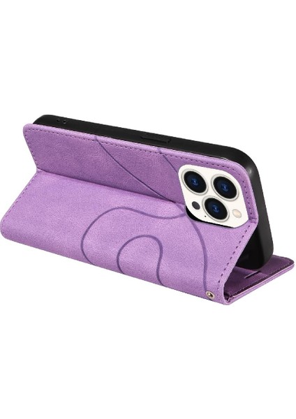 IPhone 15 Için Kılıf Pro Iki Renkli Dikiş Pu Deri Flip Folio Kılıf ile (Yurt Dışından)