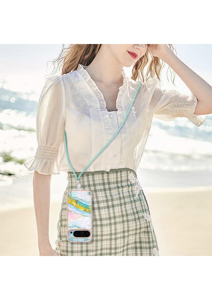 Google Piksel 9 Tampon Anti-Scratch Yumuşak Mermer Crossbody Kordon Için Kılıf (Yurt Dışından)