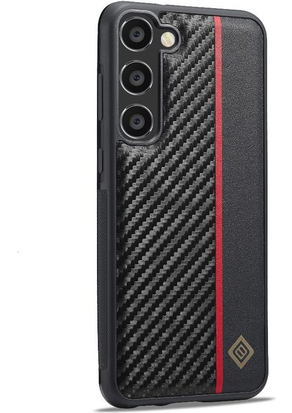 Samsung Galaxy S23 Karbon Fiber Pu Ince Tahıl Pu Kırmızı ile Eklenmiş (Yurt Dışından)