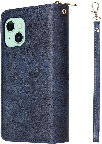 Iphone 15 Artı Cüzdan Durumda 9 Kart Yuvaları ile Fermuar Cep Flip (Yurt Dışından)