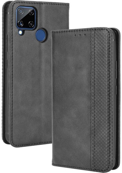 Realme C15 Manyetik Kapatma Cüzdan Pu Deri Için Kılıf (Yurt Dışından)