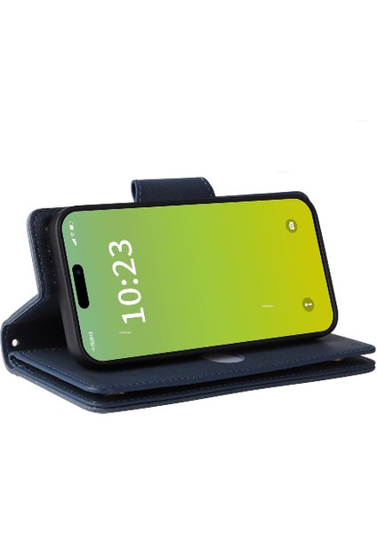 El Kayışı Manyetik Kart ile iphone 15 Artı Fermuar Cüzdan Kapak (Yurt Dışından)