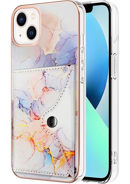 Iphone 15 Artı Mermer Ince Cüzdan Yumuşak Tpu Tampon Kart Yuvaları (Yurt Dışından)