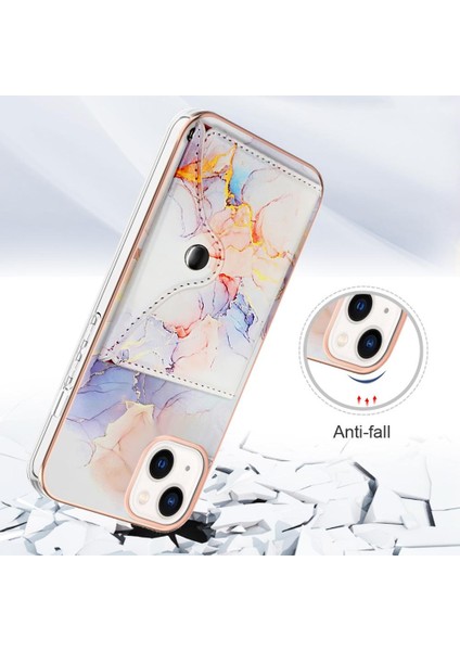 Iphone 15 Artı Mermer Ince Cüzdan Yumuşak Tpu Tampon Kart Yuvaları (Yurt Dışından)