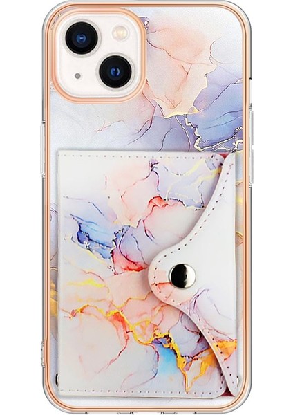 Iphone 15 Artı Mermer Ince Cüzdan Yumuşak Tpu Tampon Kart Yuvaları (Yurt Dışından)