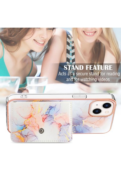 Iphone 15 Artı Mermer Ince Cüzdan Yumuşak Tpu Tampon Kart Yuvaları (Yurt Dışından)