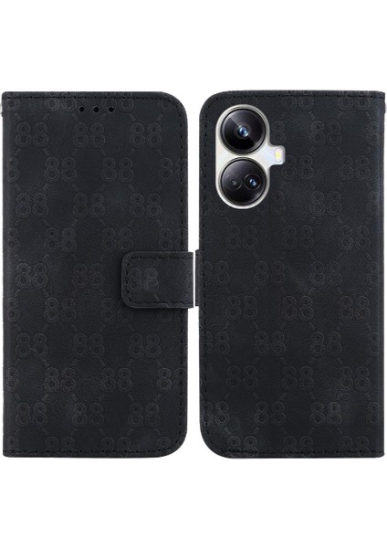 Realme 10 Pro Artı Pu Deri Kart Tutucu Için Telefon Kılıfı Çift 8 Kabartmalı (Yurt Dışından)