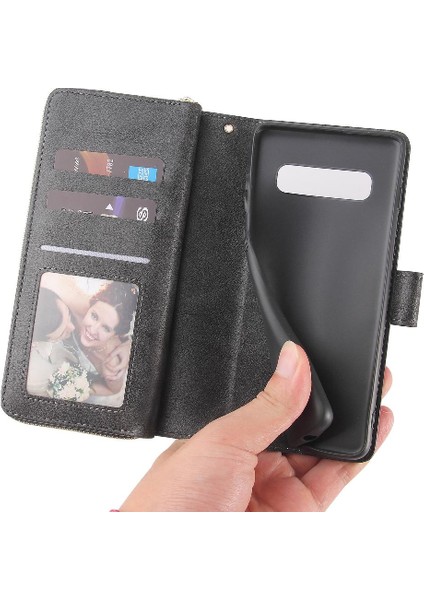 El Kayışı ile Samsung Galaxy S10 Için Kılıf Kapak Çevirin Fermuar Cep Vaka (Yurt Dışından) fiyatları