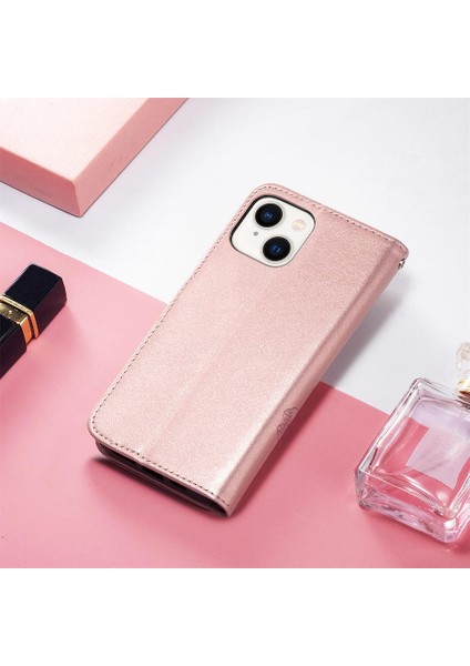 Iphone 14 Için Kılıf Artı Kapak Kapak Kısa Kayış Deri Kılıf Zarif Dört (Yurt Dışından)