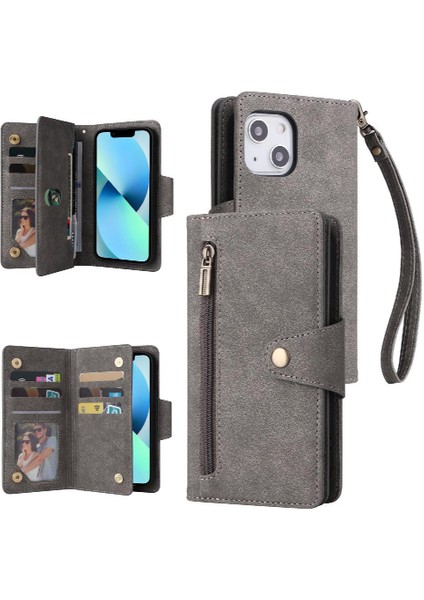 El Kayışı Fermuar Cüzdan Kapak ile iphone 13 Mini Kart Tutucu Için Kılıf (Yurt Dışından)