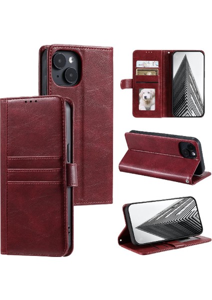 Iphone 14 Için Flip Case Pro 6 Kart Yuvaları Cüzdan Kickstand Pu Deri (Yurt Dışından)