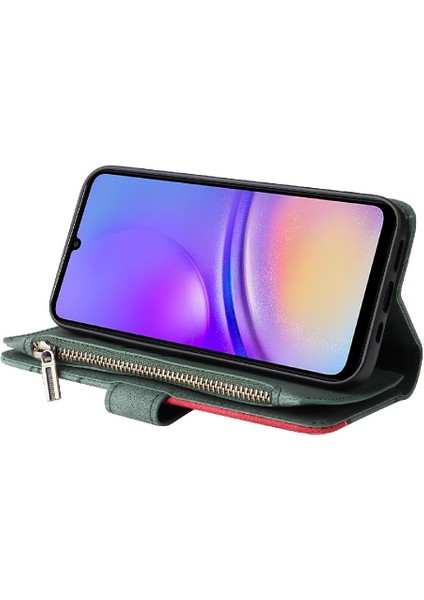 Kart Yuvası Standı ile Samsung Galaxy A05 Fermuar Cüzdan Tarzı Için Kılıf (Yurt Dışından)
