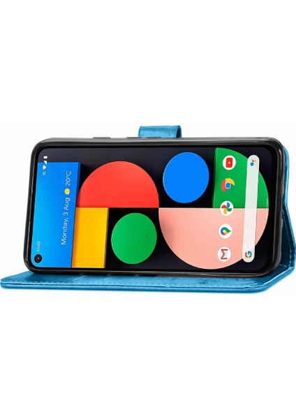 Google Pixel 5 Için Kılıf Zarif Iş Kapak Kapak Dört Yapraklı Yonca (Yurt Dışından)