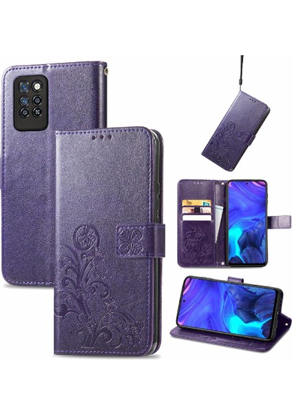 Infinix Not 10 Pro Zarif Iş Dört Yapraklı Yonca Flip Case Için Kılıf (Yurt Dışından)