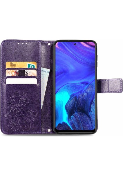 Infinix Not 10 Pro Zarif Iş Dört Yapraklı Yonca Flip Case Için Kılıf (Yurt Dışından)