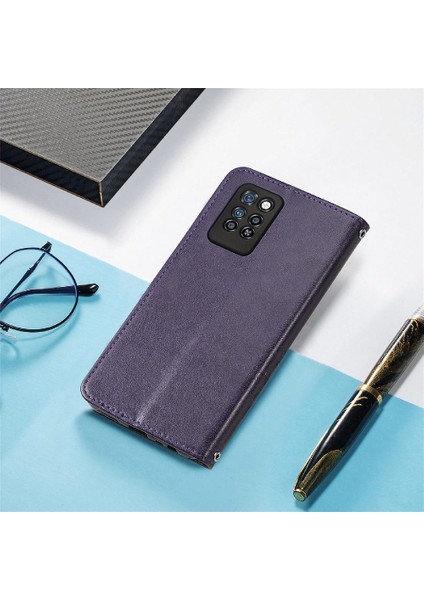 Infinix Not 10 Pro Zarif Iş Dört Yapraklı Yonca Flip Case Için Kılıf (Yurt Dışından)